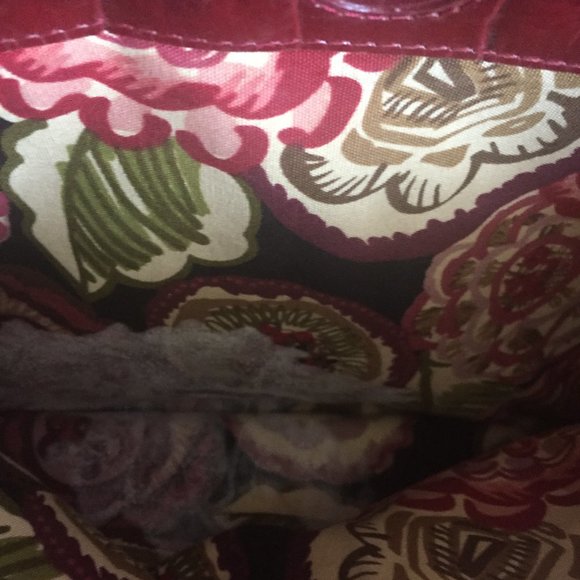 Brighton Collection Red Croc Leather Large Square Shoulderbag - Picture 3 of 6